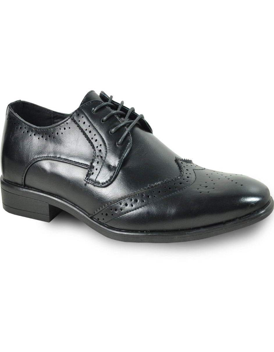 "Vintage 1920's Men's Wingtip Dress Shoe - Black Lace Up Style" - 6M