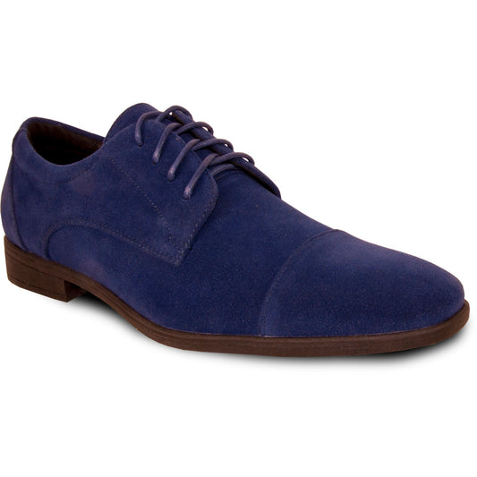 "Royal Blue Men's Formal Suede Cap Toe Dress Shoe for Wedding & Prom"