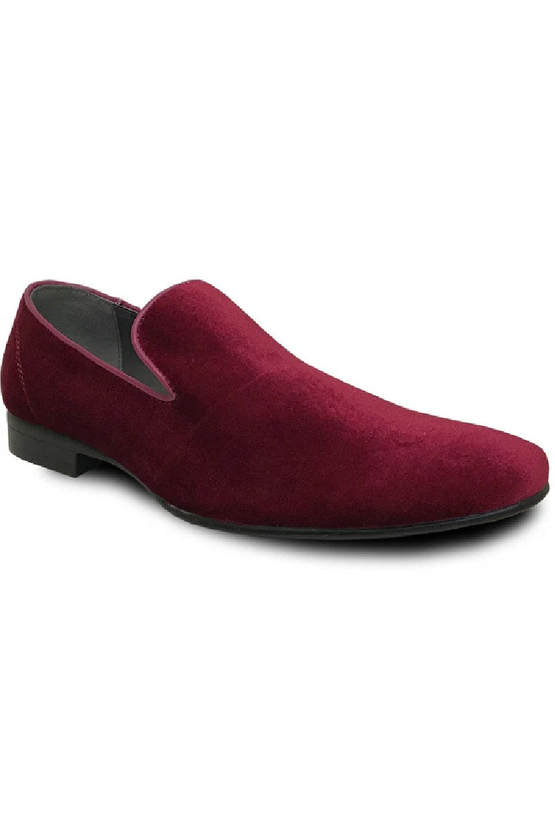 "Burgundy Velvet Tuxedo Loafers - Modern Men's Slip-On Style"