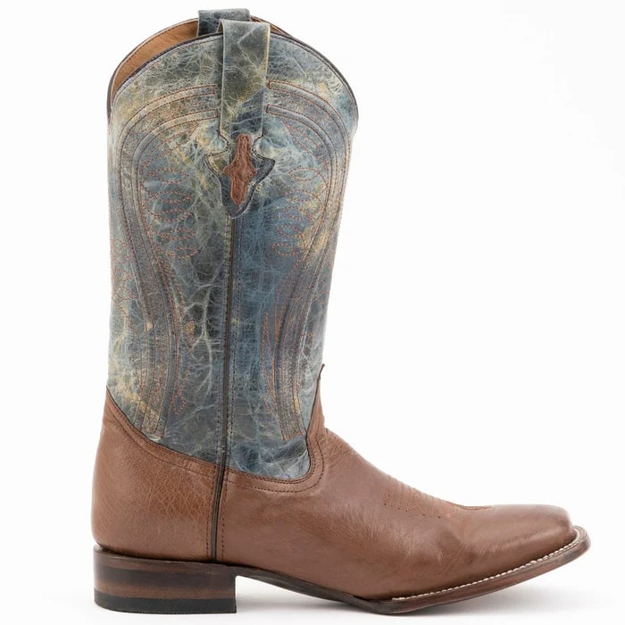 Ferinni Boot - Mens Dress Cowboy Boot  - Ferrini Men's Morgan Smooth Ostrich Square Toe Boots Handcrafted - Kango Brown  in Kango Brown - 8D