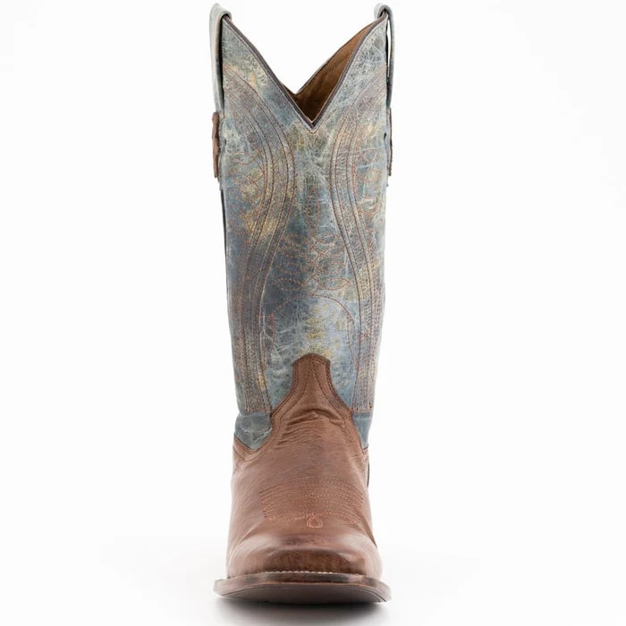 Ferinni Boot - Mens Dress Cowboy Boot  - Ferrini Men's Morgan Smooth Ostrich Square Toe Boots Handcrafted - Kango Brown  in Kango Brown - 8D