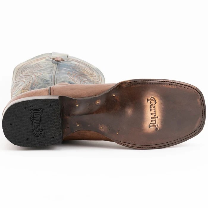 Ferinni Boot - Mens Dress Cowboy Boot  - Ferrini Men's Morgan Smooth Ostrich Square Toe Boots Handcrafted - Kango Brown  in Kango Brown - 8D