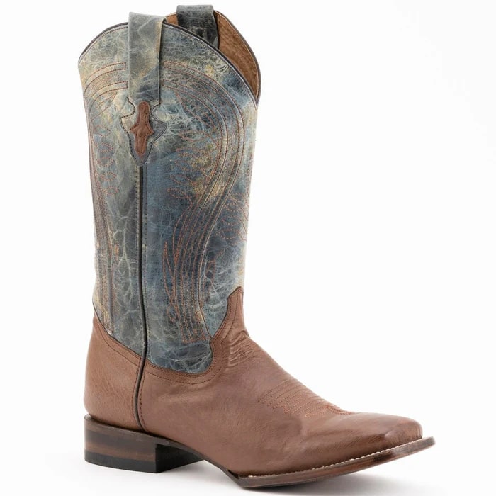 Ferinni Boot - Mens Dress Cowboy Boot  - Ferrini Men's Morgan Smooth Ostrich Square Toe Boots Handcrafted - Kango Brown  in Kango Brown - 8D