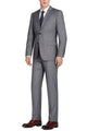 Grey Wool Slim Fit Two Button Men's Suit with Optional Vest