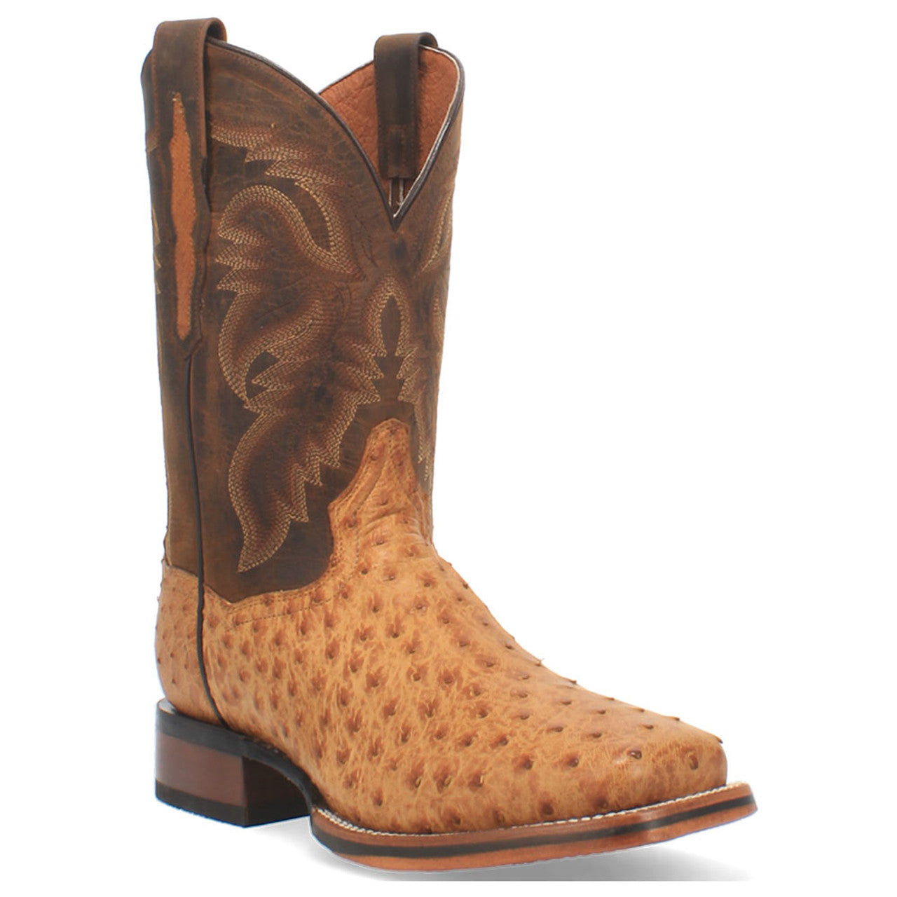 Dan Post Men’s Kershaw Saddle and Brown Genuine Ostrich 11 Cowboy Certified Leather Boot - 7D