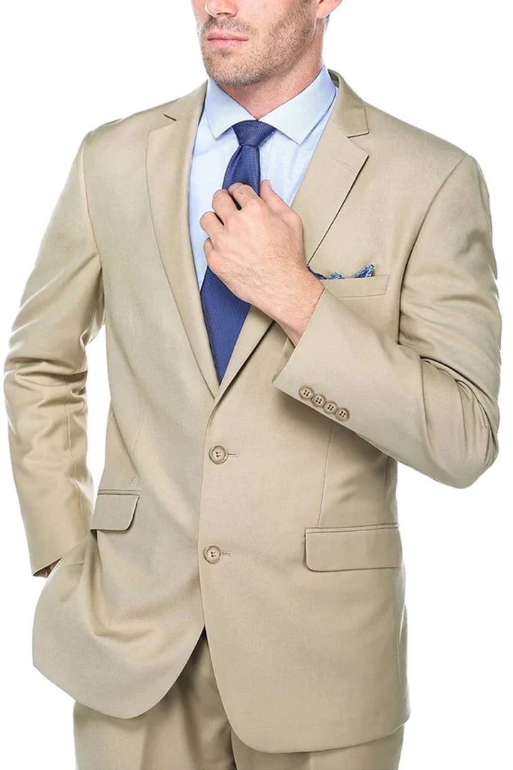 Cheap Suit - Mens Basic Two Button Slim Fit  Khaki Suit