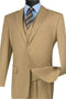 Cheap Priced Suit- Mens Basic 2 Button Vested Khaki Suit