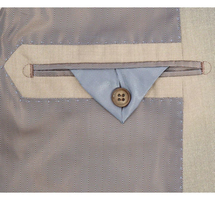 Cheap Priced Suit - Mens Basic Two Button Slim Fit  Khaki Suit