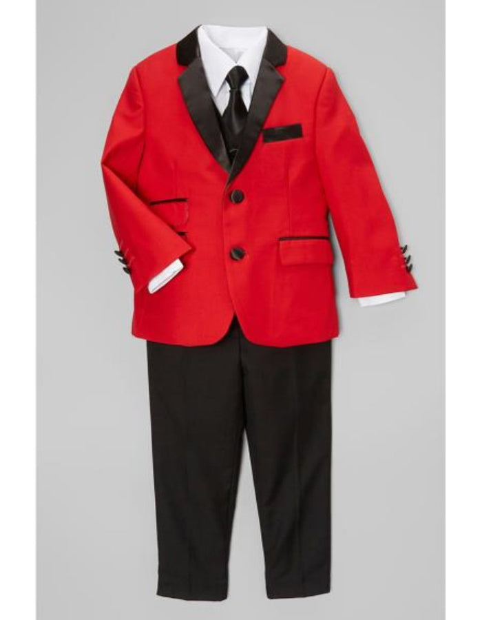 Cheap Priced Suit Kids Red and Black Lapel Boy Suit and Mens Blazer Jacket with Pants, Perfect Toddler Wedding Outfit