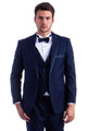 "Navy Men's Wedding Tuxedo with Satin Trim - One Button Peak"