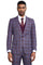 Men's Stacy Adams Bold Windowpane Plaid Print Vested Suit in Lavender & Purple