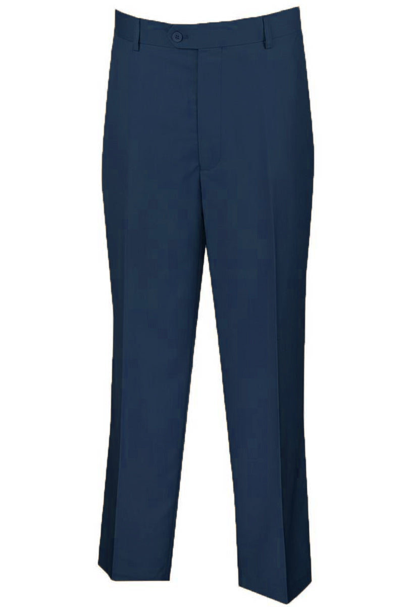 Mens Modern Fit Flat Front Dress Slacks in Navy - 28W