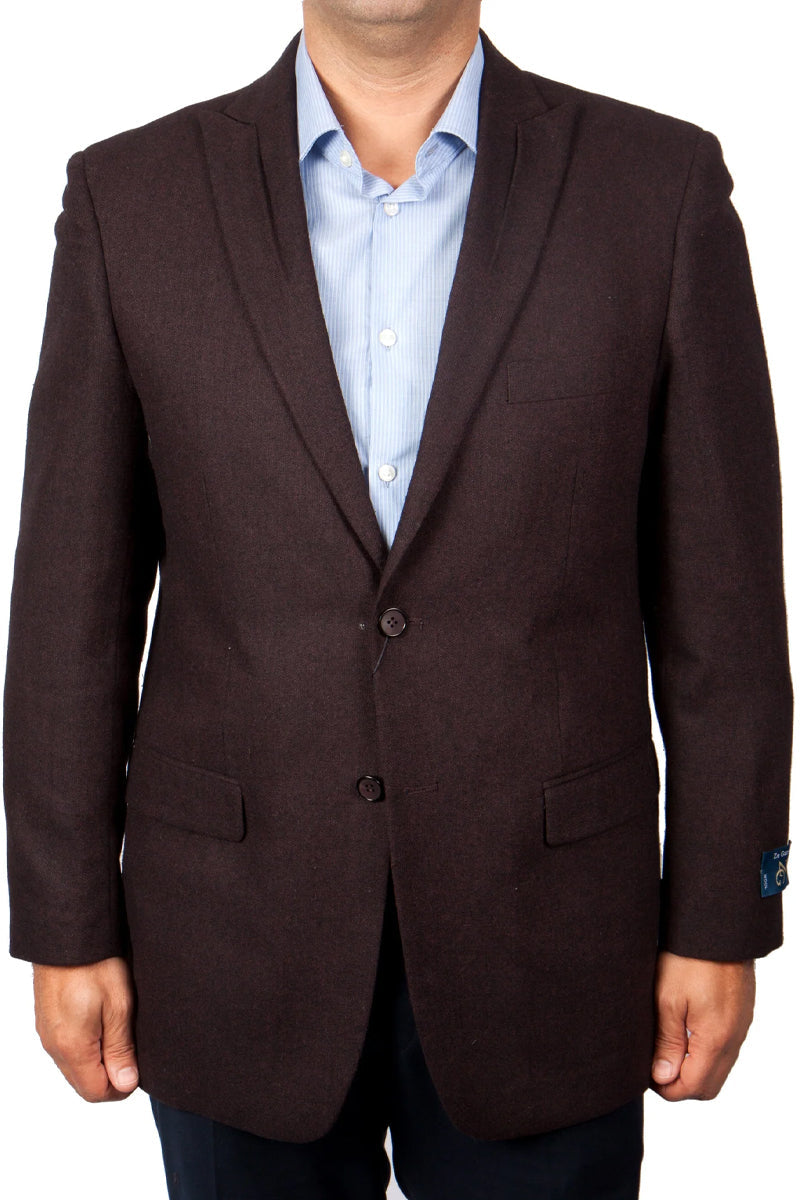 "Burgundy Wool Blazer for Men - Two Button Peak Lapel Design"