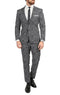 Men's Chicago Slim Fit Black & White Spotted Notch Lapel Suit