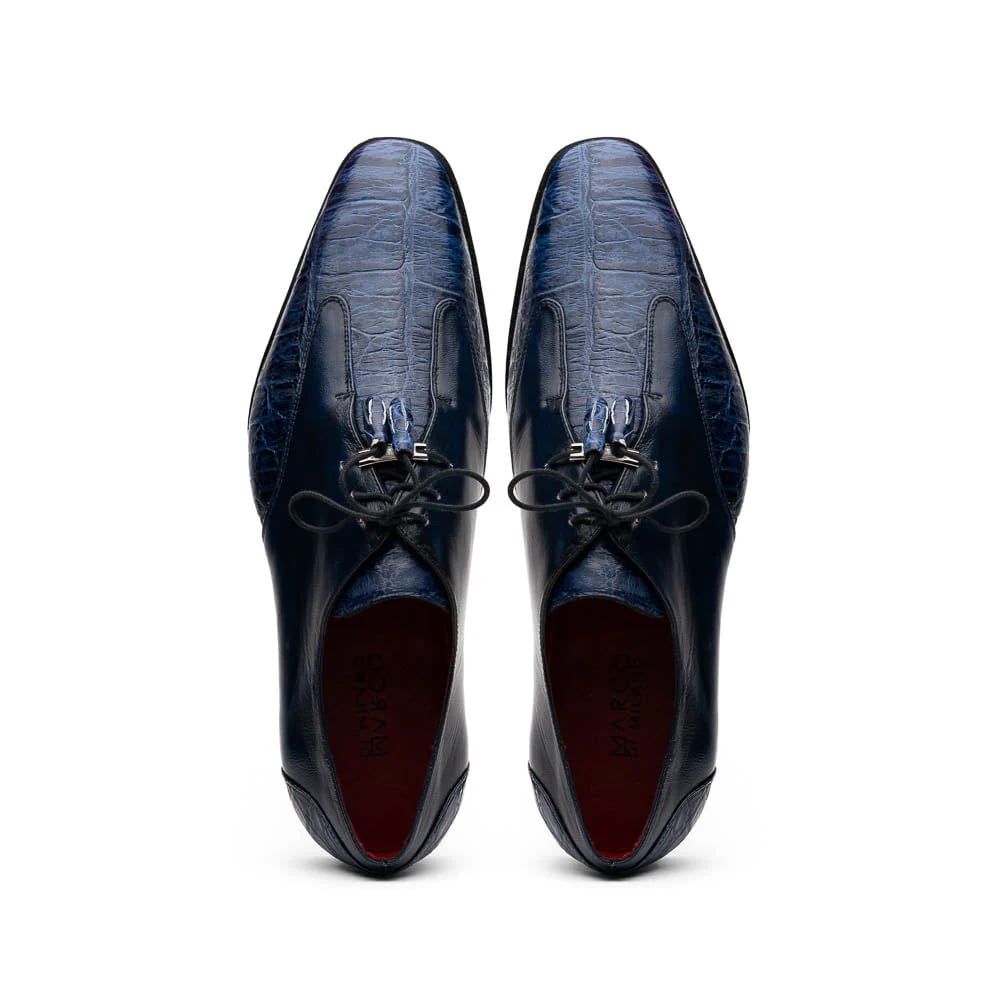 Marco Di Milano Anzio Exotic Alligator & Calfskin Leather Blue Oxfords - 6