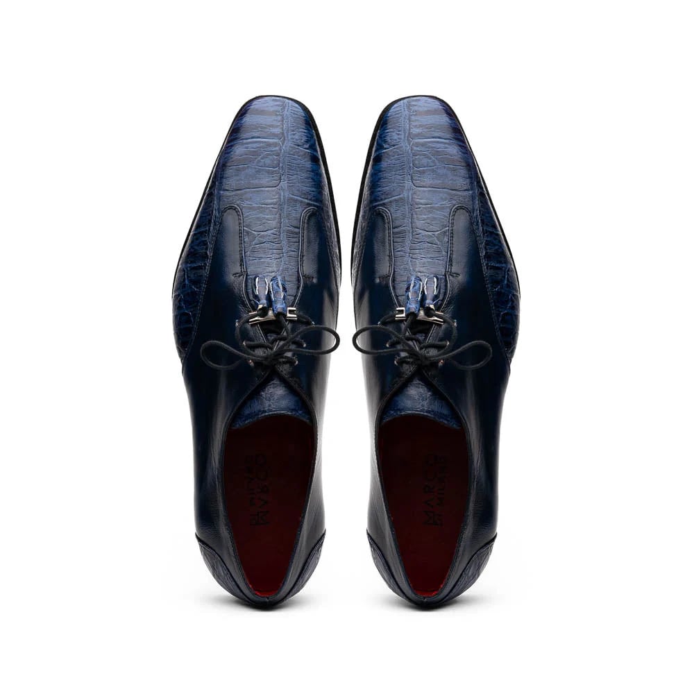 Marco Di Milano Anzio Exotic Alligator & Calfskin Leather Blue Oxfords - 8