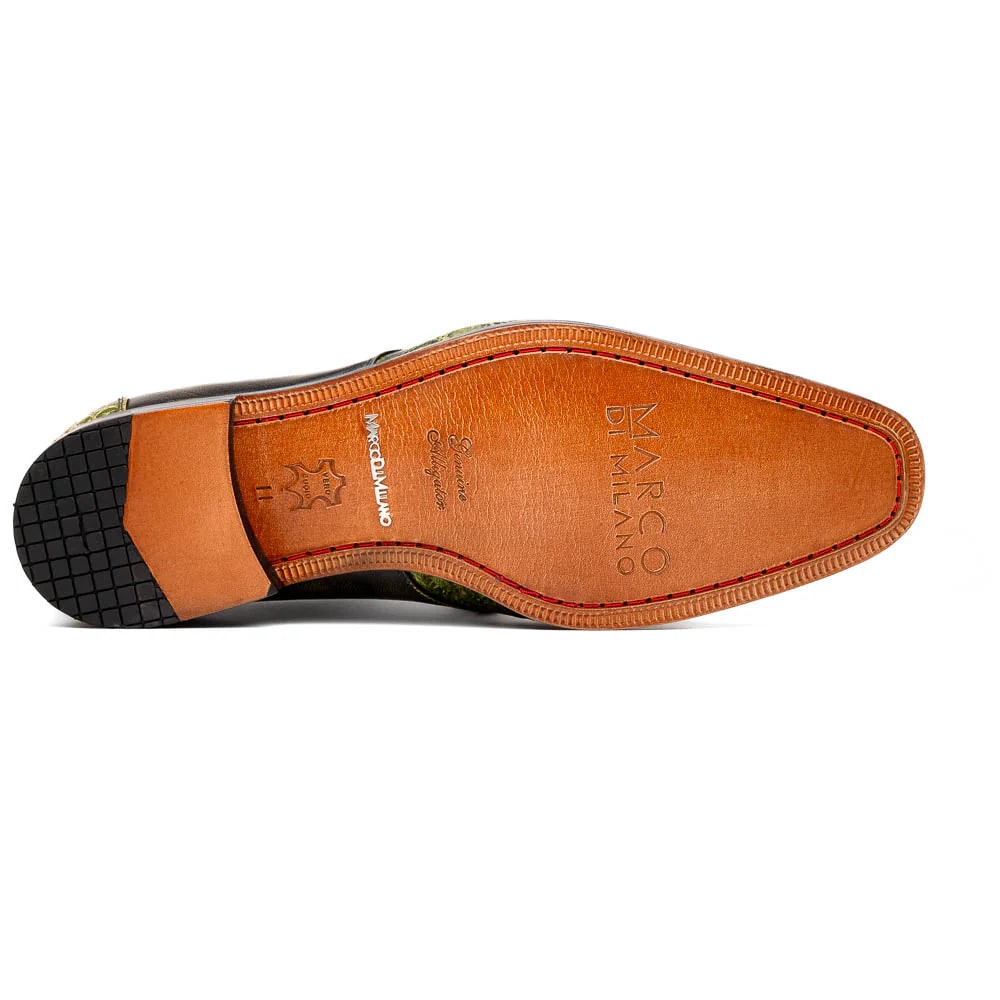 Marco Di Milano Anzio Exotic Alligator & Calfskin Leather Green Oxfords - 8