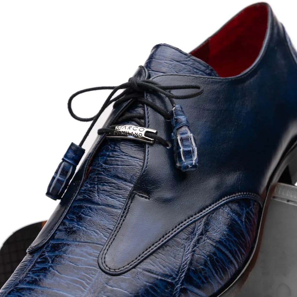 Marco Di Milano Anzio Exotic Alligator & Calfskin Leather Blue Oxfords - 6