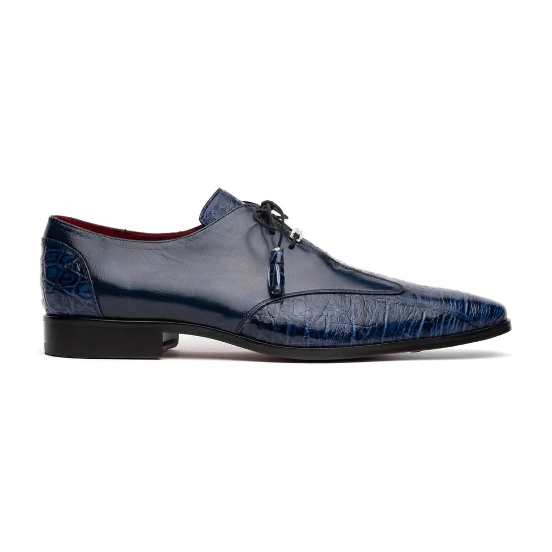 Marco Di Milano Anzio Exotic Alligator & Calfskin Leather Blue Oxfords - 8