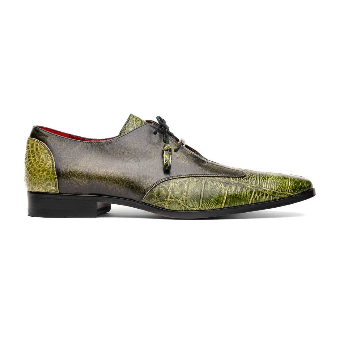 Marco Di Milano Anzio Exotic Alligator & Calfskin Leather Green Oxfords - 6