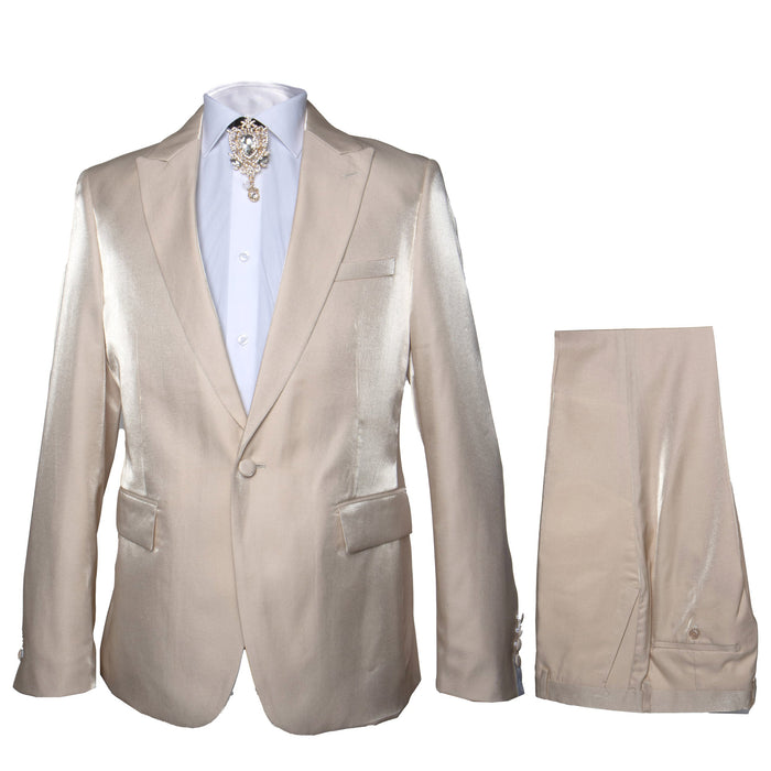 Rossi Man LEO RM1609 â€“ Cream 3-Piece Slim Fit Suit for Men | Sophisticated Formalwear for Special Occasions