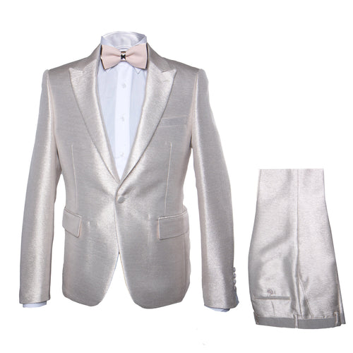 Rossi Man LEO RM1642 â€“ Off-White Shimmer Slim Fit 3-Piece Suit for Men