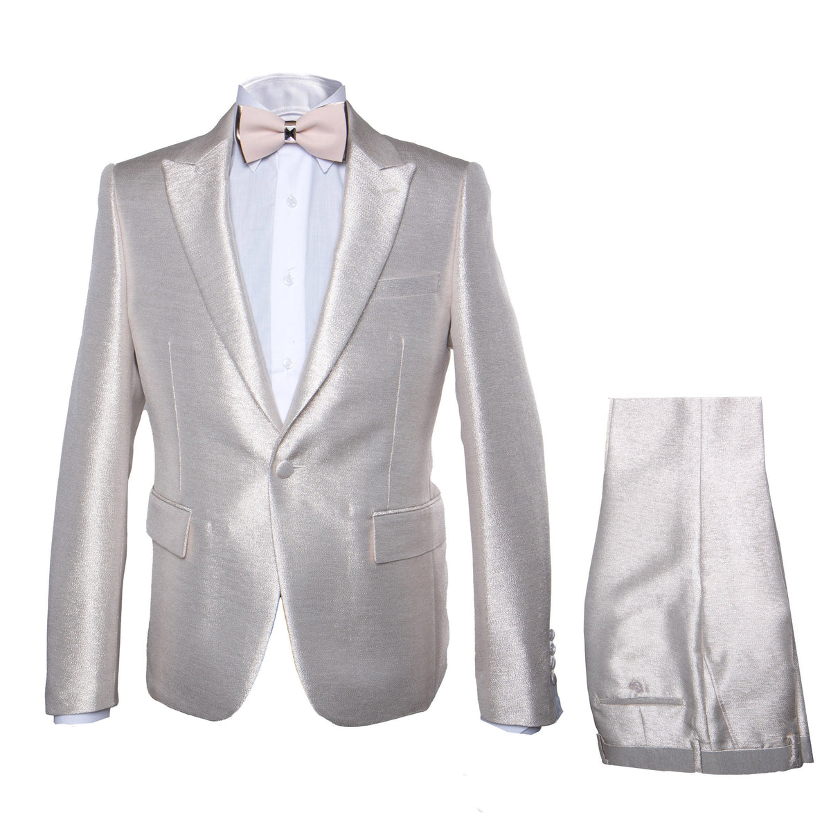 Rossi Man LEO RM1642 â€“ Off-White Shimmer Slim Fit 3-Piece Suit for Men