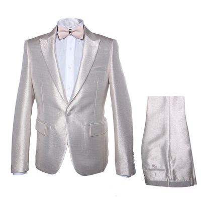 Rossi Man LEO RM1642 â€“ Off-White Shimmer Slim Fit 3-Piece Suit for Men