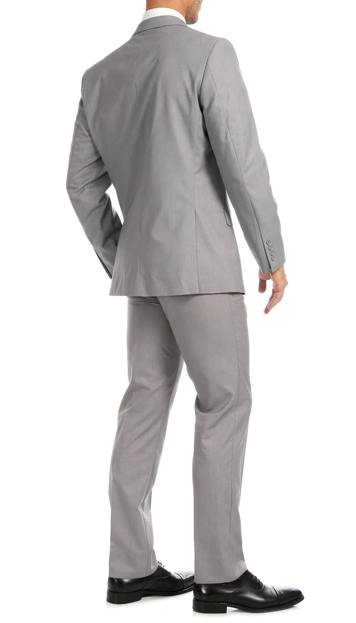 Windsor Light Grey Slim Fit 2pc Suit - 38 Short Jacket+32 Waist Adjustable 28to34)(Height: 5 4 to5 7 )(Neck  15-16.5)S-M)