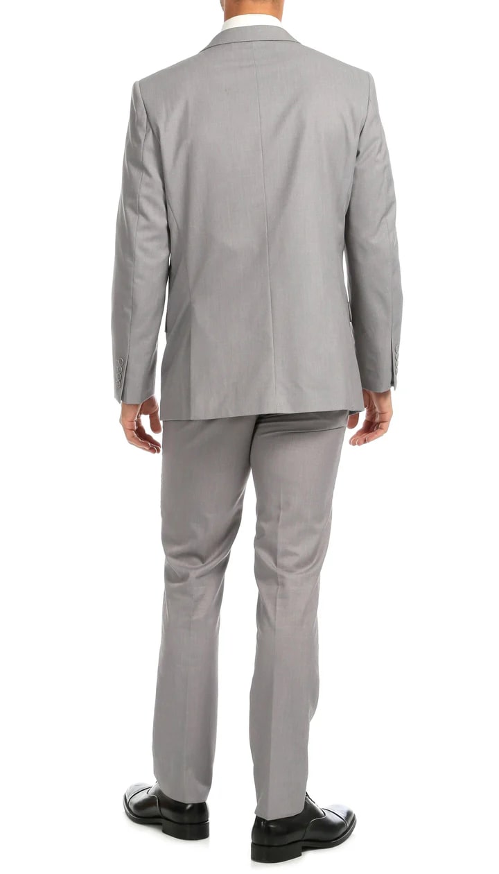 Windsor Light Grey Slim Fit 2pc Suit - 38 Short Jacket+32 Waist Adjustable 28to34)(Height: 5 4 to5 7 )(Neck  15-16.5)S-M)
