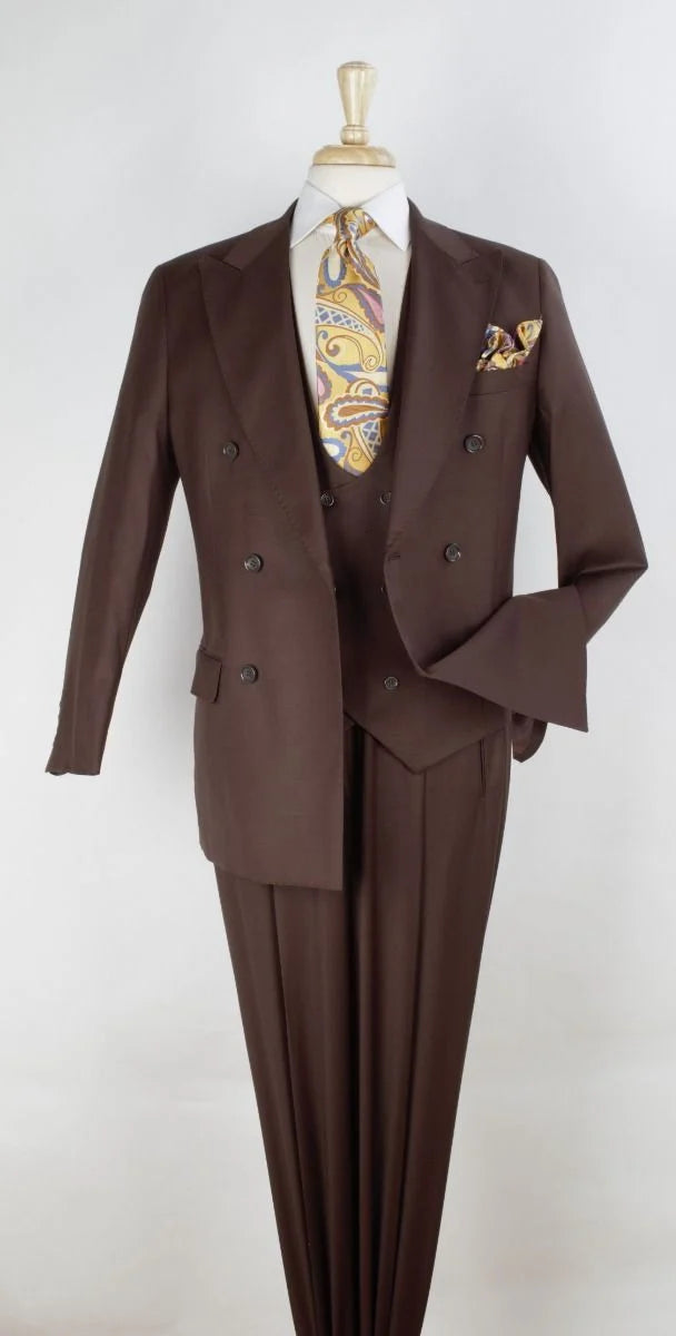 Apollo King Men's Outlet 3 Piece 100% Wool Suit Fashion Windowpane-New Designer Collection