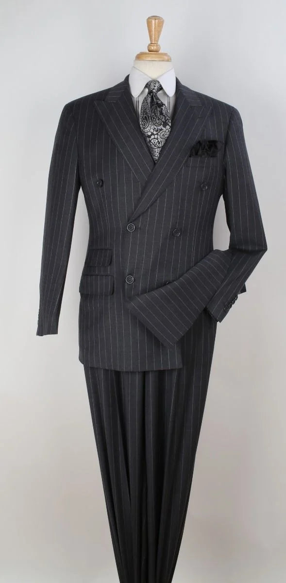 Apollo King Men's Outlet 3 Piece 100% Wool Suit Fashion Windowpane-New Designer Collection - 40L