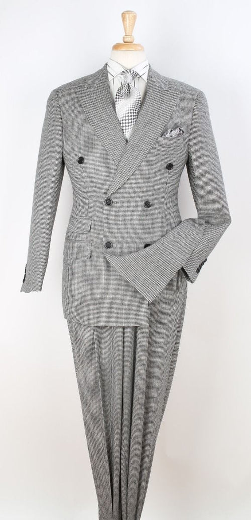 Apollo King Men's Outlet 3 Piece 100% Wool Suit Fashion Windowpane-New Designer Collection