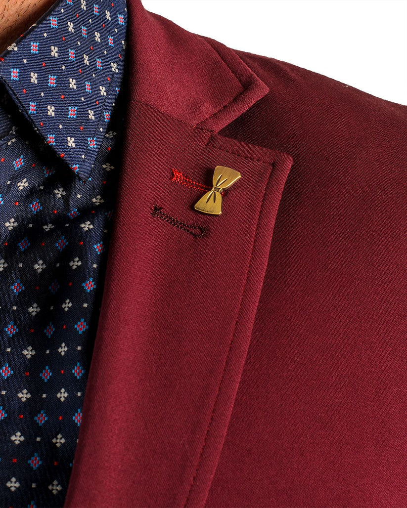 Stretch Fabric - "Burgundy" Light Weight Suit - Slim Fitted Suit "Style #" - Burgundy