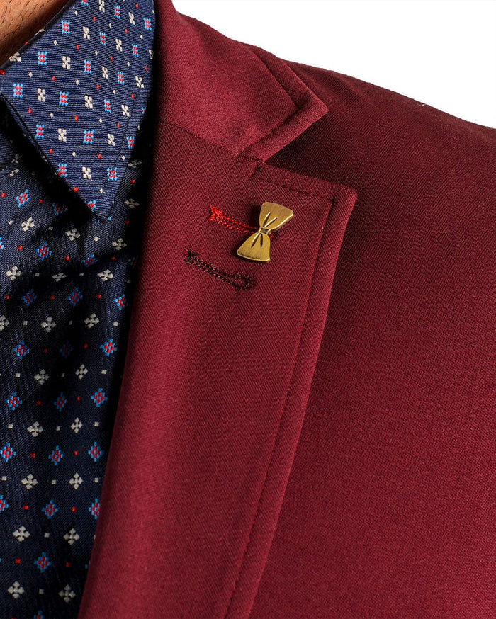 Stretch Fabric - "Burgundy" Light Weight Suit - Slim Fitted Suit "Style #"