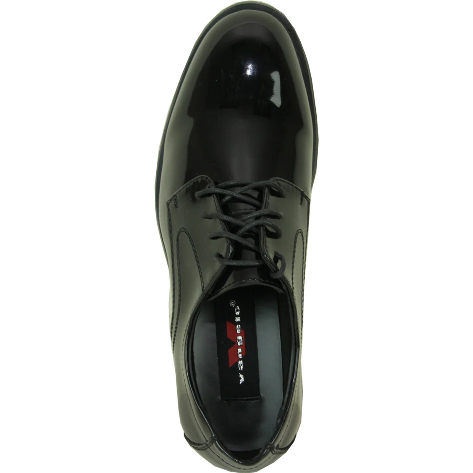 "Black Patent Tuxedo Shoe - Men's Plain Round Toe Style" - 6.5M