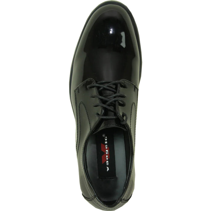 "Black Patent Tuxedo Shoe - Men's Plain Round Toe Style"