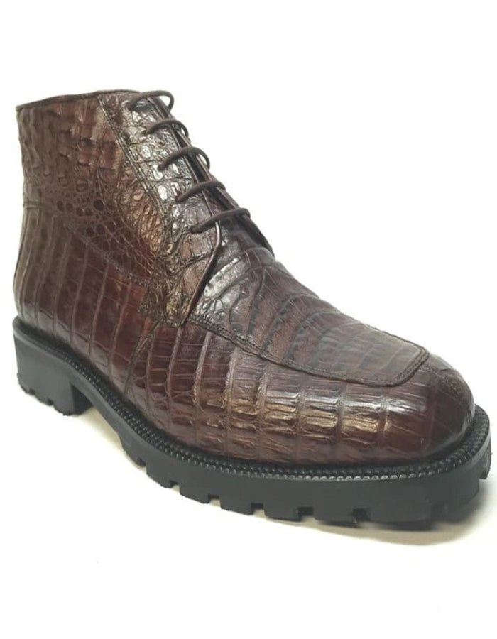 Los Altos Men’s All-Over Crocodile Lace Up Ankle Boot, Dress Boot in Black, Brown and Navy Blue