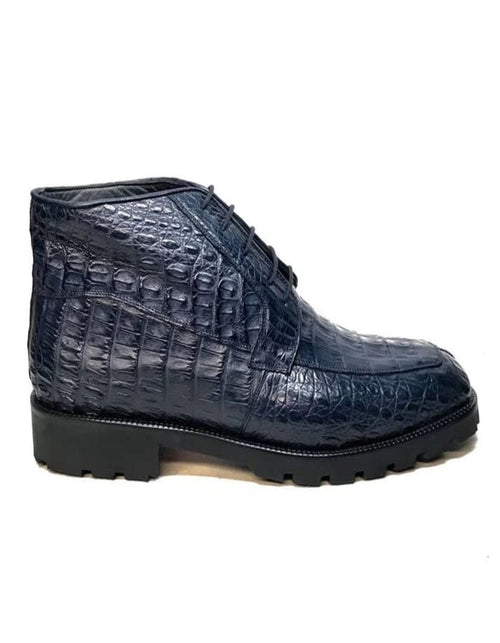 Los Altos Men’s All-Over Crocodile Lace Up Ankle Boot, Dress Boot in Black, Brown and Navy Blue