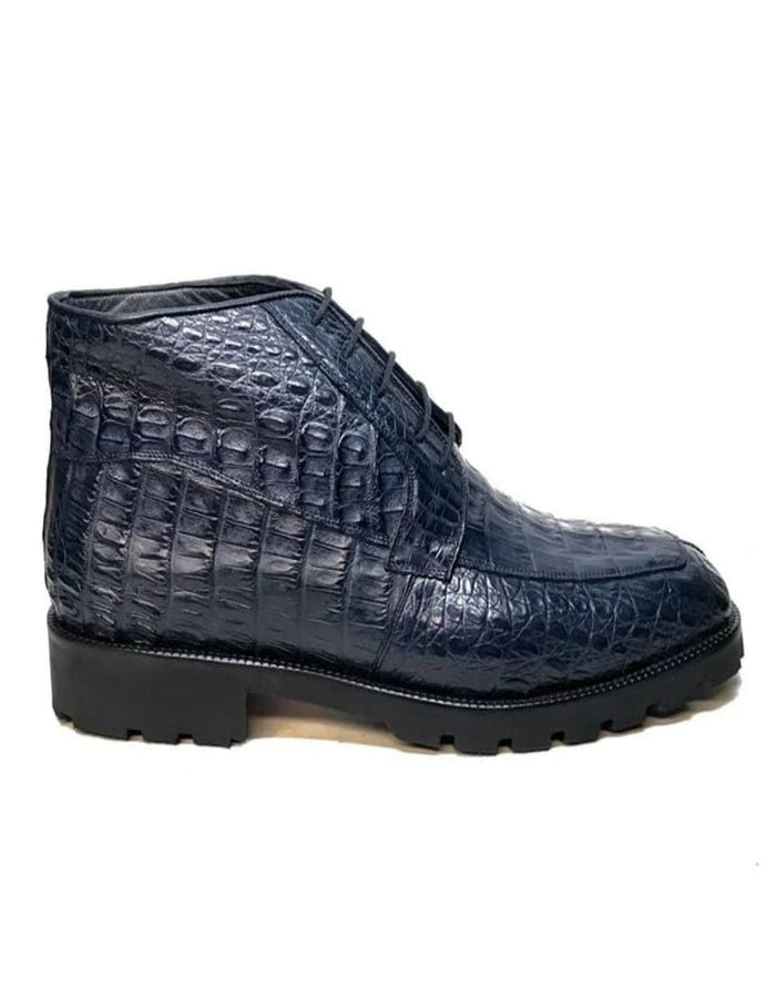 Los Altos Men’s All-Over Crocodile Lace Up Ankle Boot, Dress Boot in Black, Brown and Navy Blue