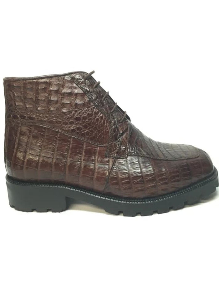 Los Altos Men’s All-Over Crocodile Lace Up Ankle Boot, Dress Boot in Black, Brown and Navy Blue