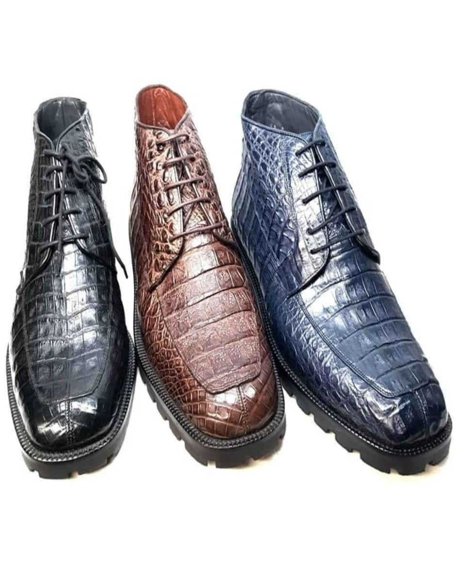 Los Altos All-Over Crocodile Lace Up Ankle Boots - 8