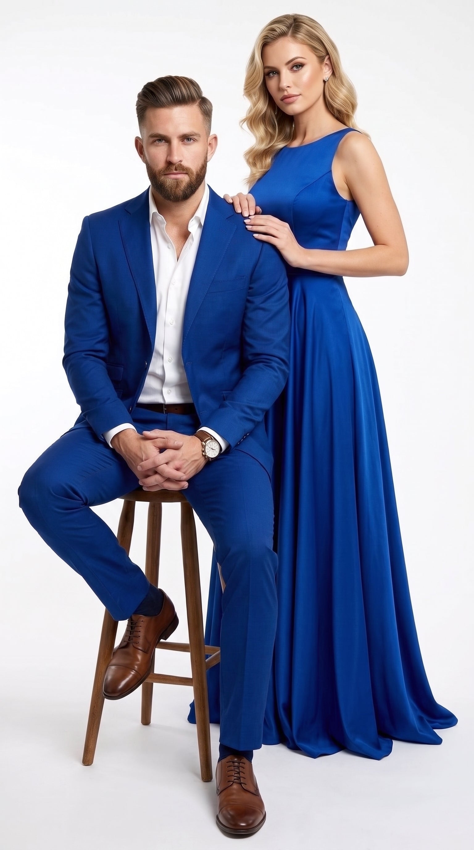Men’s Dark Royal Blue Suit Separates, Big and Tall Indigo Cobalt Blue Formal Dress Suit - 38 Short Jacket+32 Waist Adjustable 28to34)(Height: 5 4 to5 7 )(Neck  15-16.5)S-M)