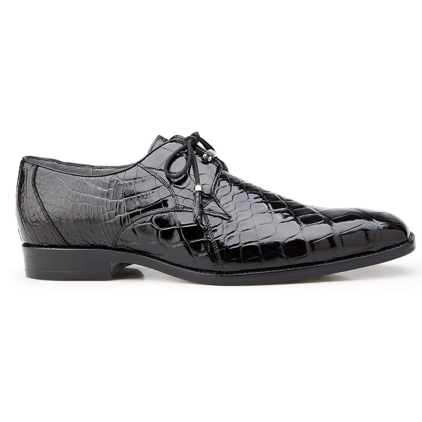 Men's Belvedere Lago Plain Toe American Alligator Dress Shoe in Black - 10-M