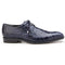 Men's Belvedere Lago Plain Toe American Alligator Dress Shoe in Navy