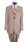 Mens Classic 2PC Pleated Pant Suit with Lapel Stitching in Tan