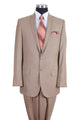Mens Classic 2PC Pleated Pant Suit with Lapel Stitching in Tan