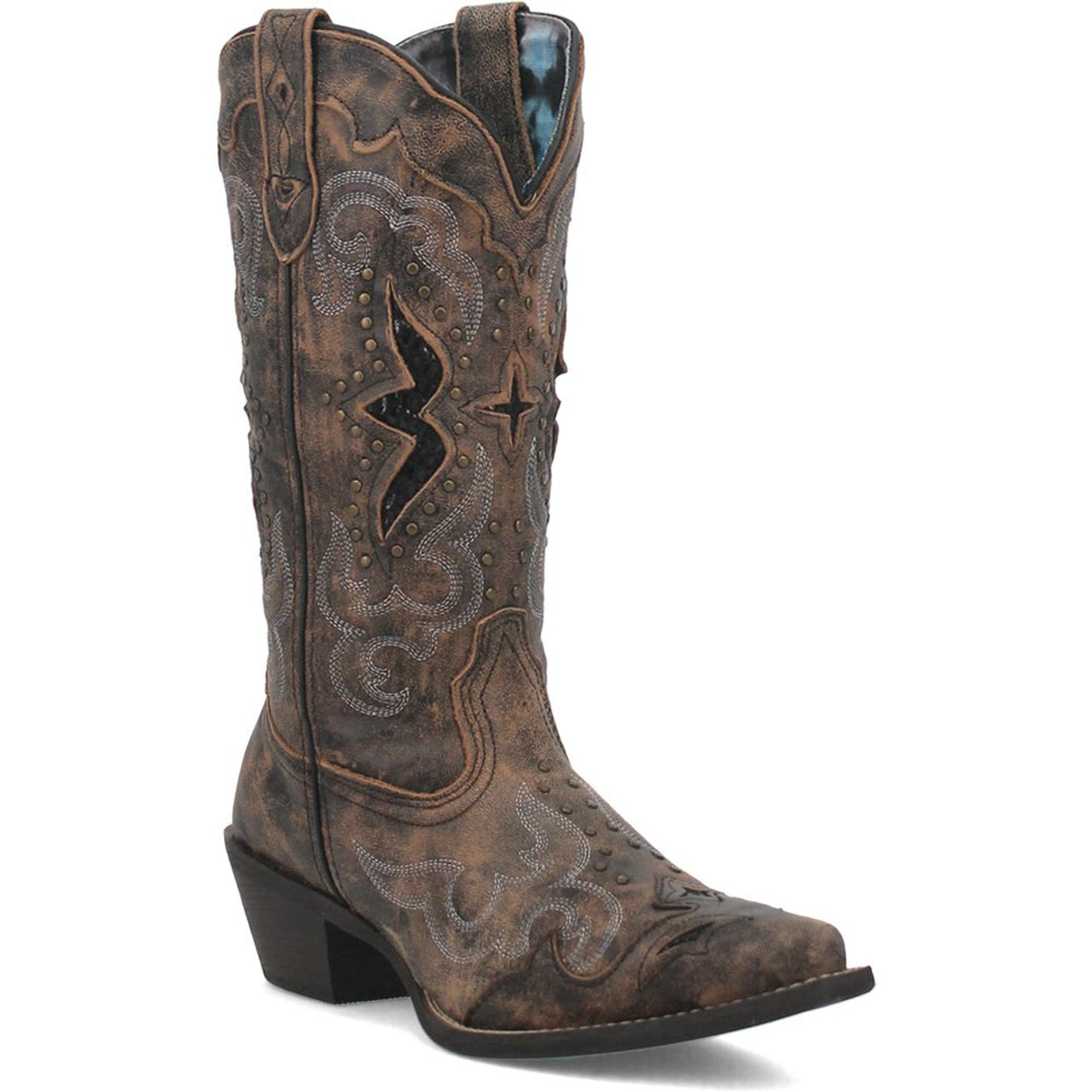 Laredo Lucretia Black Leather Snip Toe Women Boots - 6