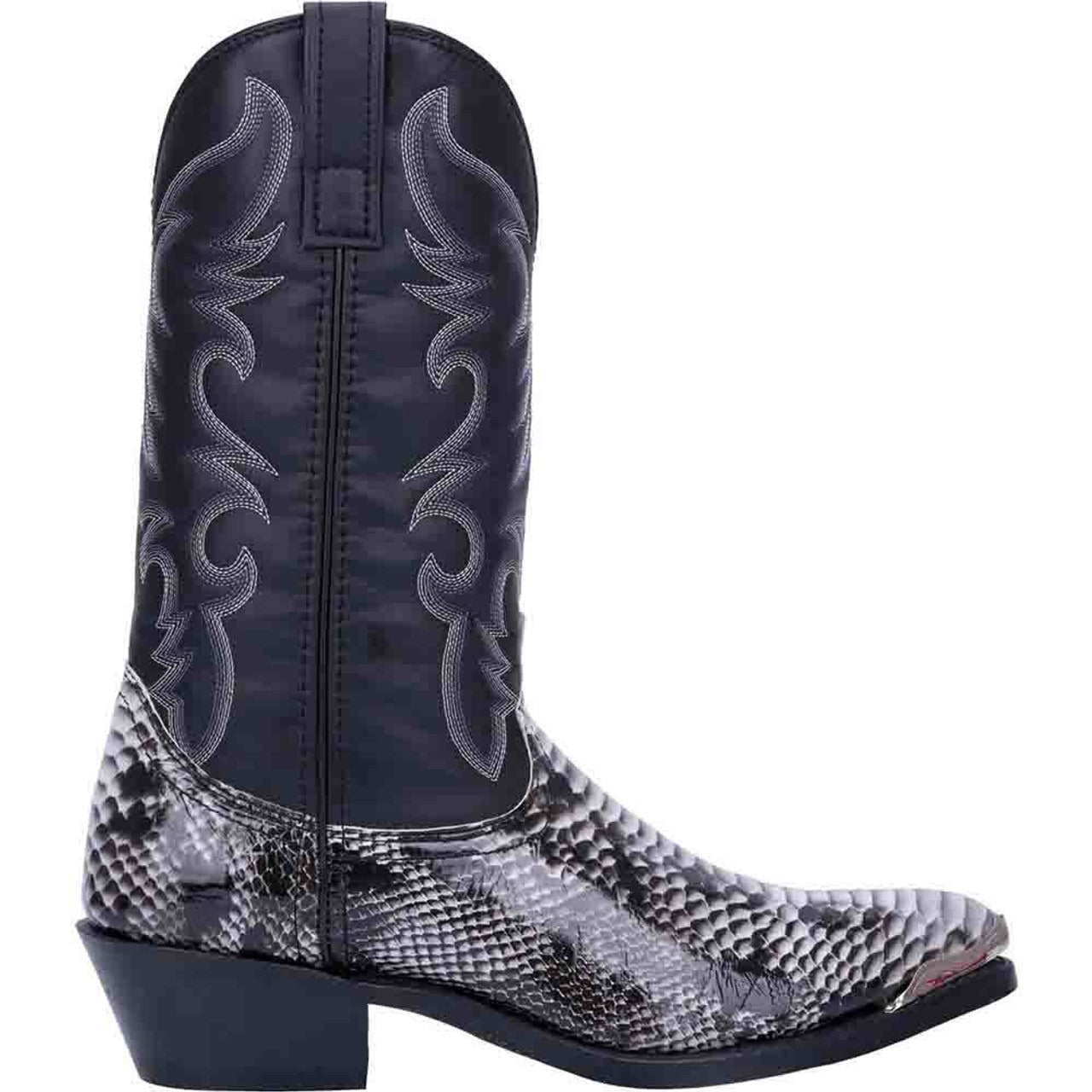 Laredo Monty Black & White Snake Print Men's Western Boots - 8D