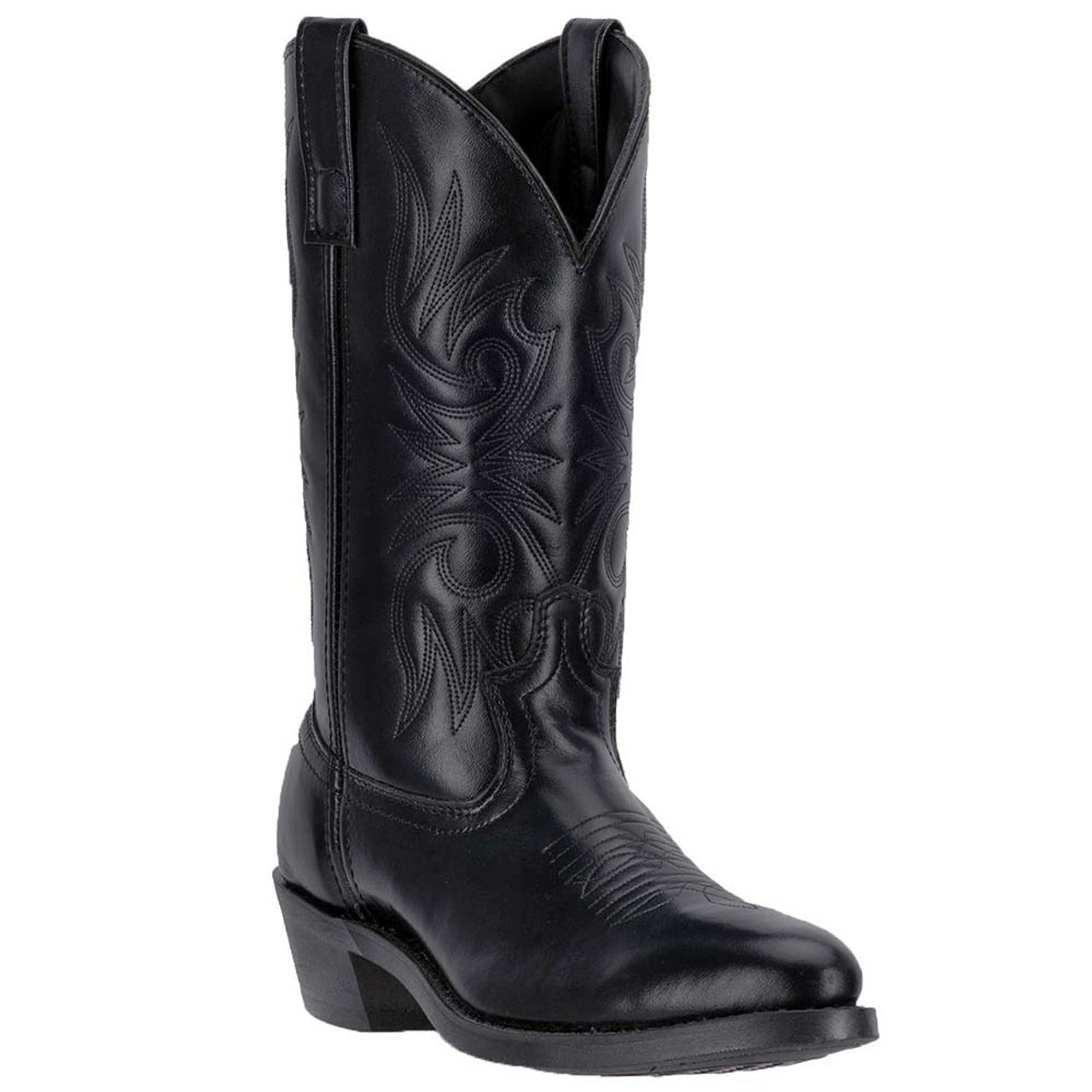 Laredo Paris Black Leather R-Toe Men's Boots - 8D